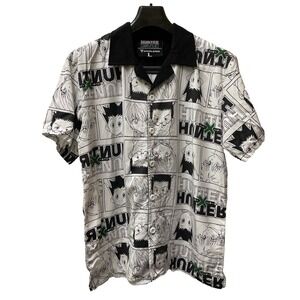 Hypland x Hunter‎ x Hunter Anime Large Black/White Short Sleeve Button-Up Shirt